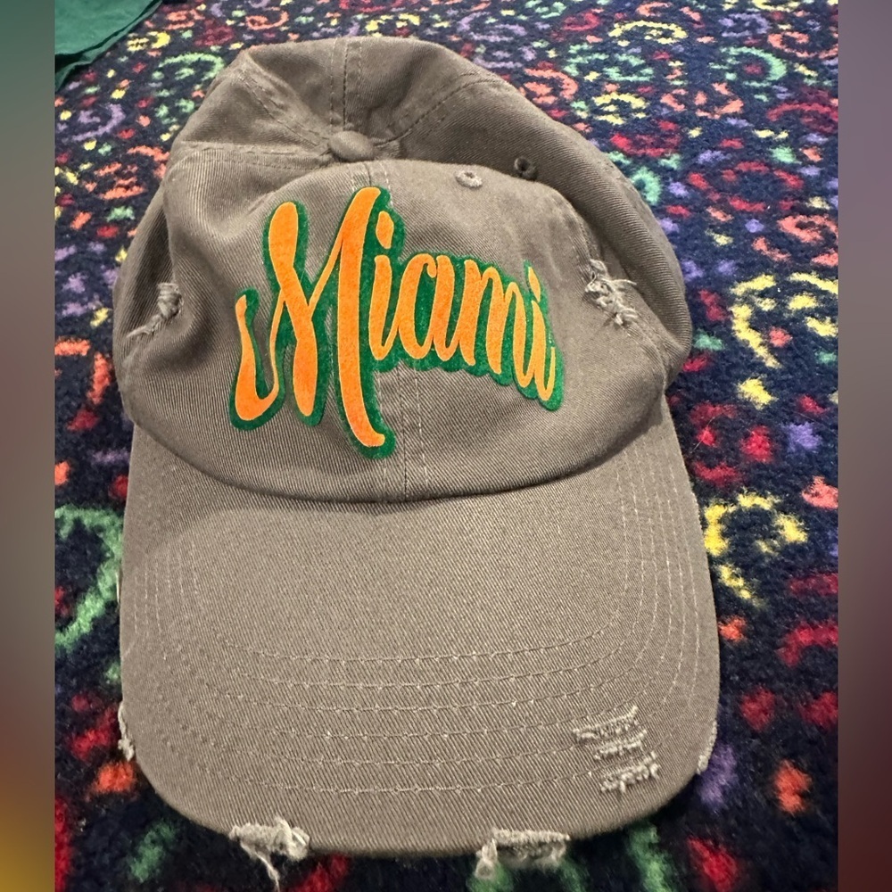 University of Miami Hat - Grey Custom